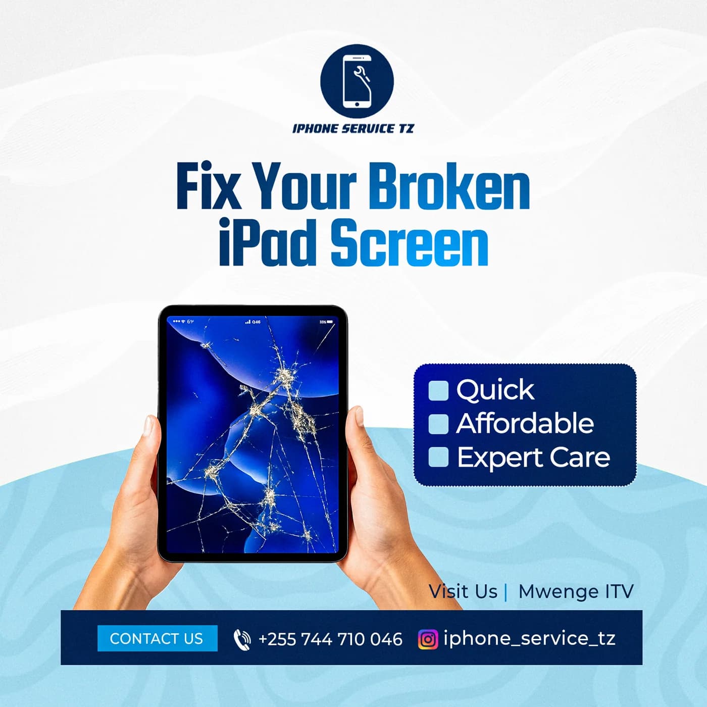 iPad screen repair service poster