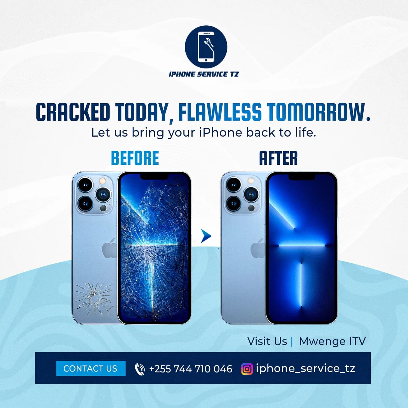 iPhone screen repair service poster